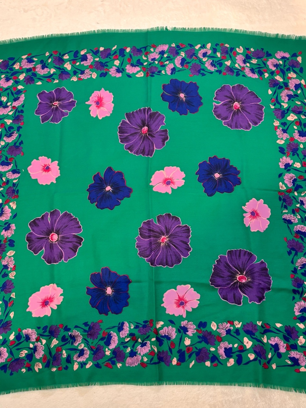 Scarf Green and Purple Floral Scarf NWOT